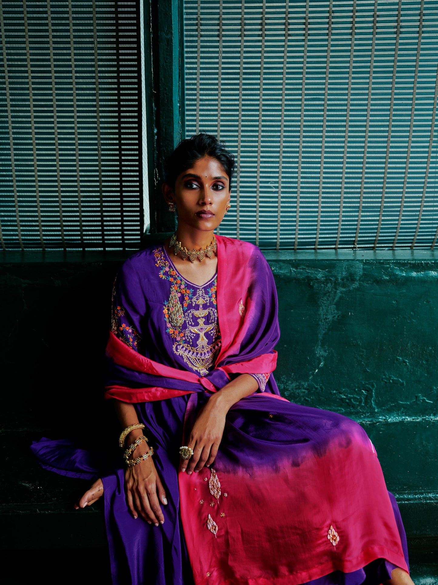 PHOOL BARI A LINE KURTA SET