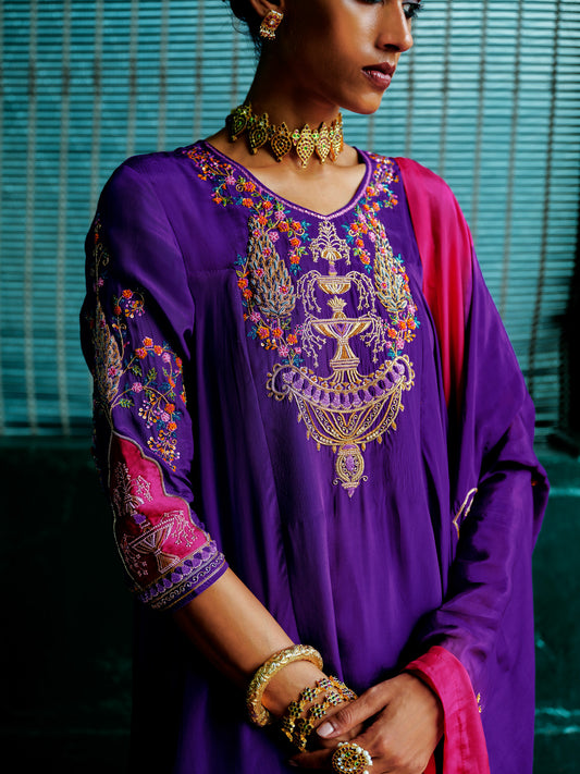 PHOOL BARI A LINE KURTA SET