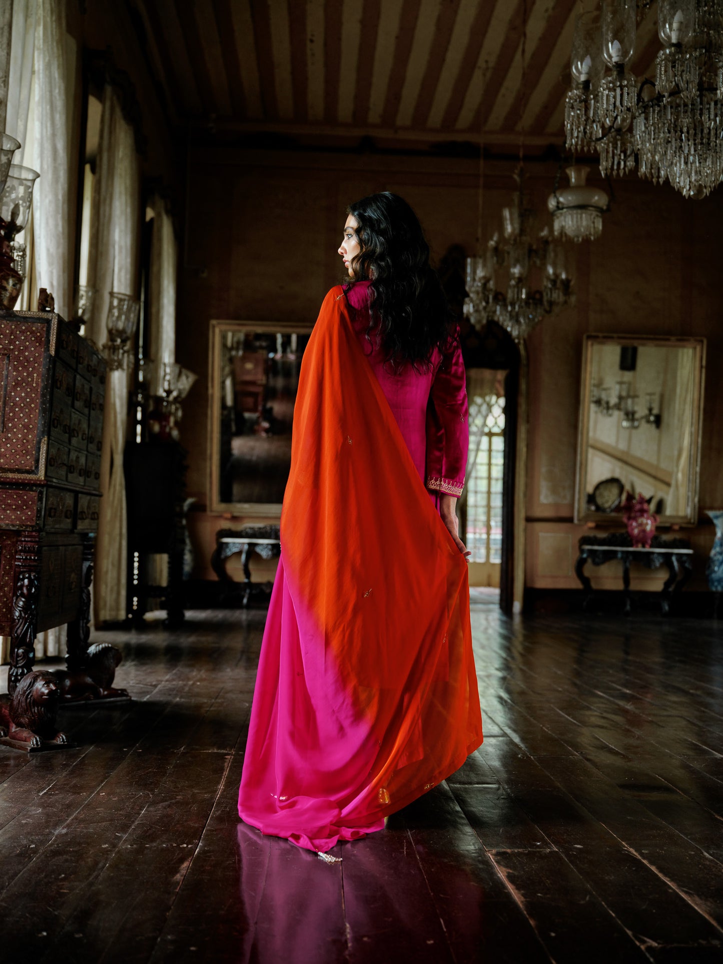 GULABI LEHER KURTA SET