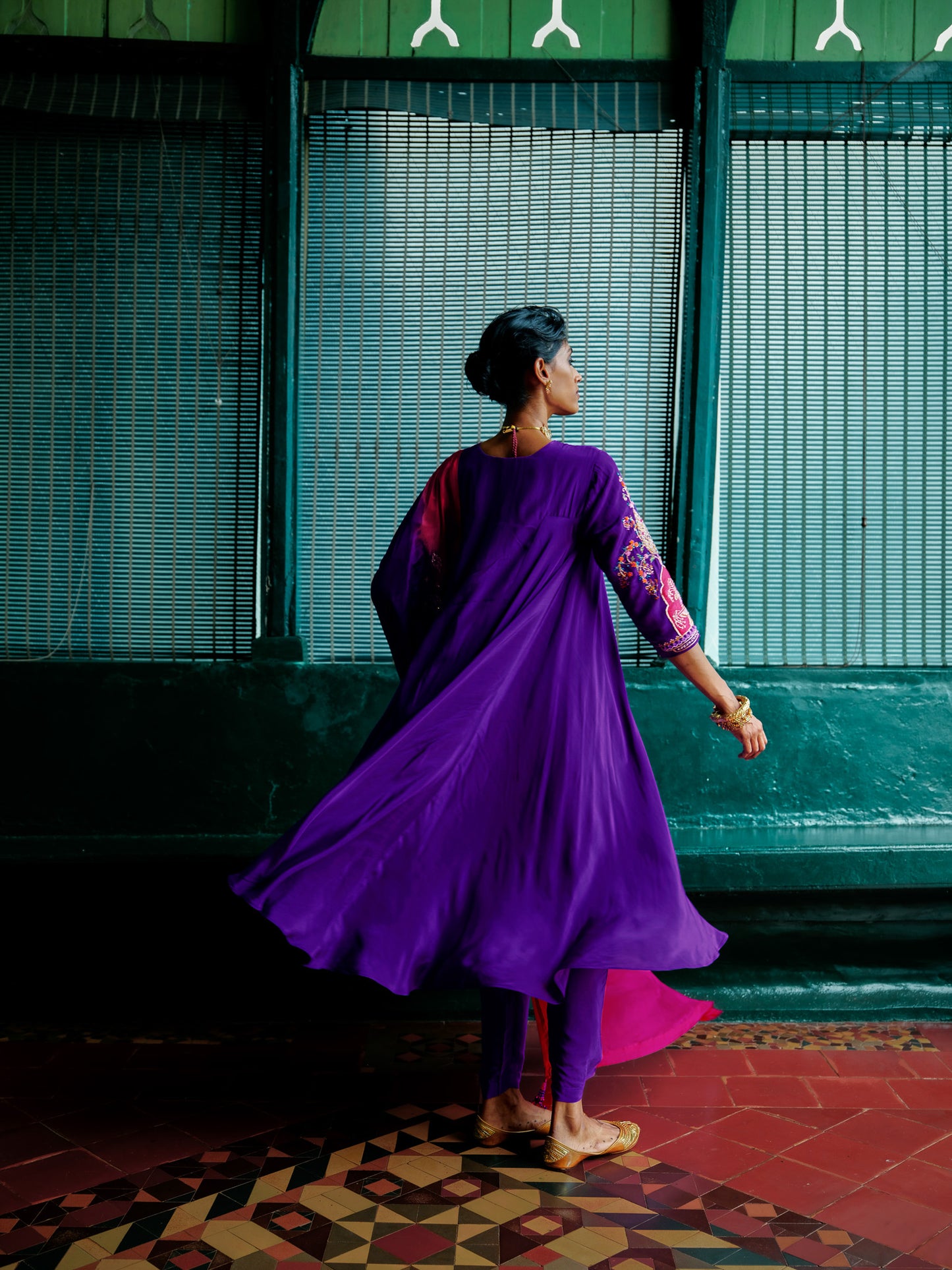 PHOOL BARI A LINE KURTA SET