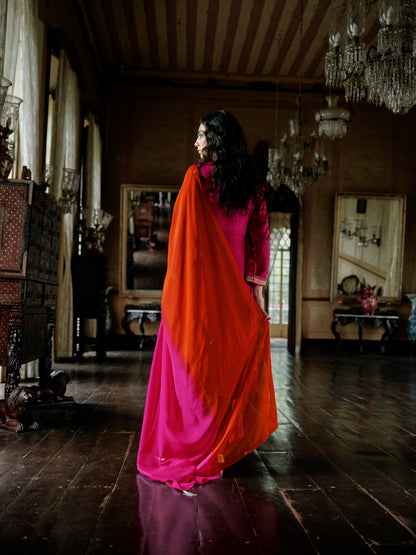 GULABI LEHER KURTA SET