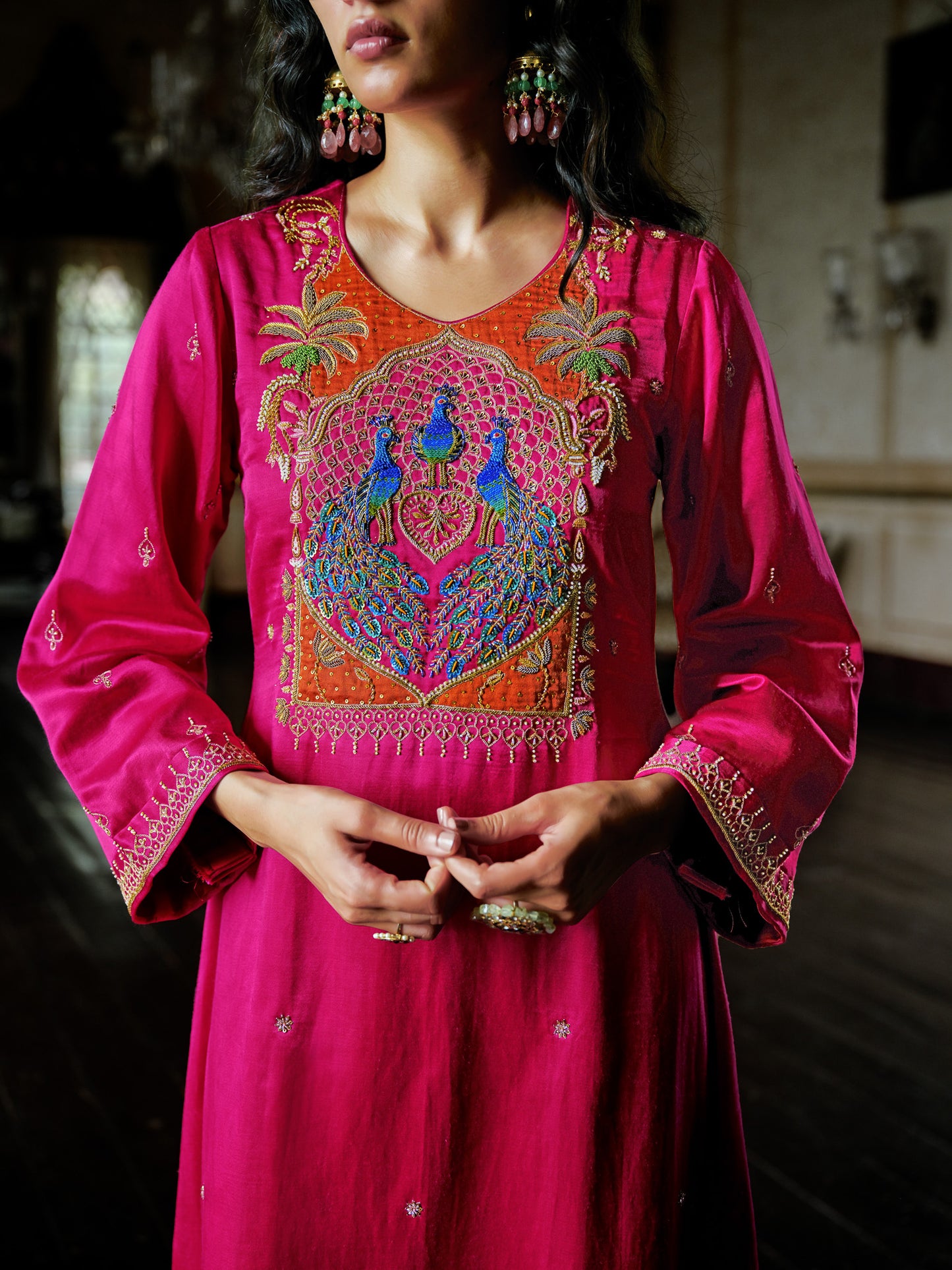 GULABI LEHER KURTA SET