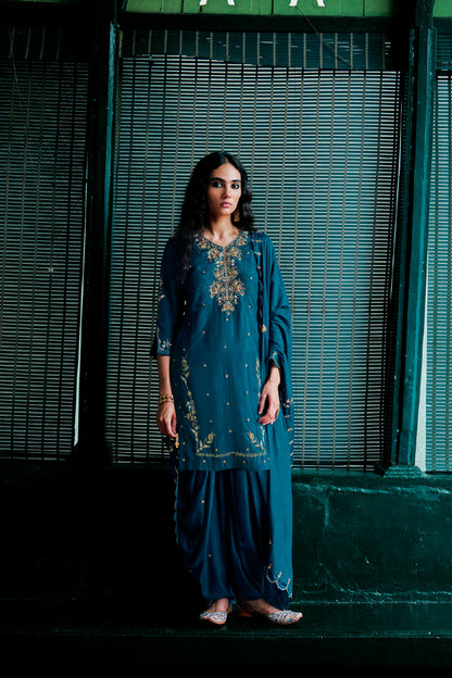 NEEL PATIALA KURTA HERITAGE SET